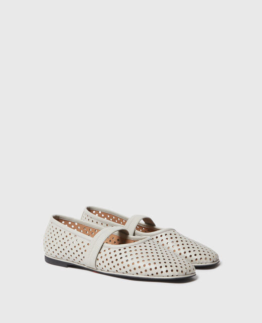 [S.McCartney] Ryder Perforated Ballet Flats - Beige/Light Stone