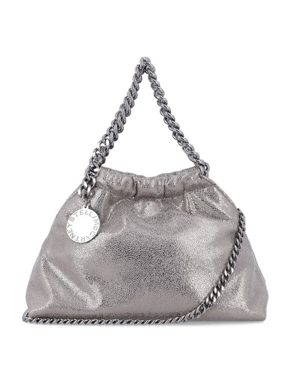 [S.McCARTNEY] Falabella Mini Drawstring Bag Eco Shiny Dotted Chamois - Steel Grey