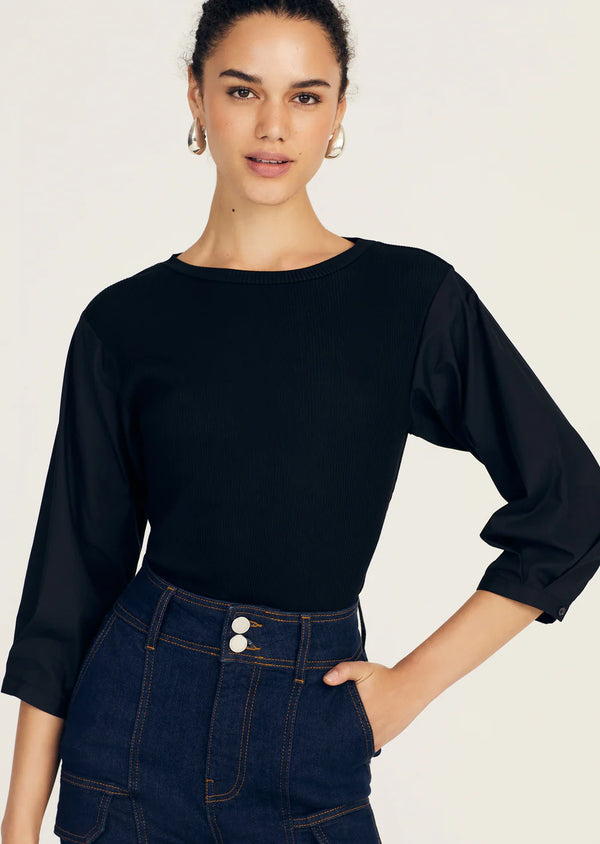 [DEREK LAM] ARNALDO MIXED MEDIA TEE - BLACK