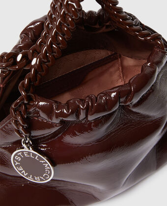 [S.McCARTNEY] Falabella Mini Drawstring Bag Crinkled Patent Alter Mat W/Tonal Chain