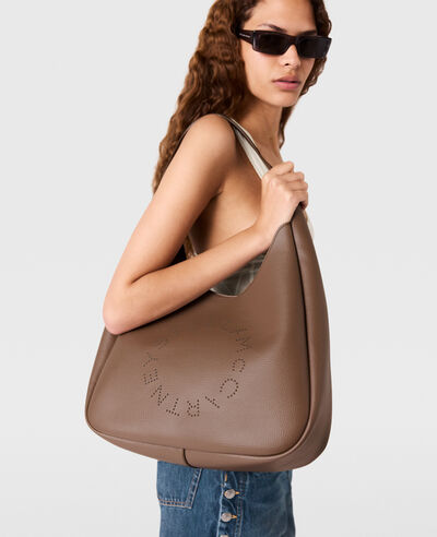 [S.McCartney]  Logo Large Hobo Bag Eco Embossed Grainy Alter Mat - Ash
