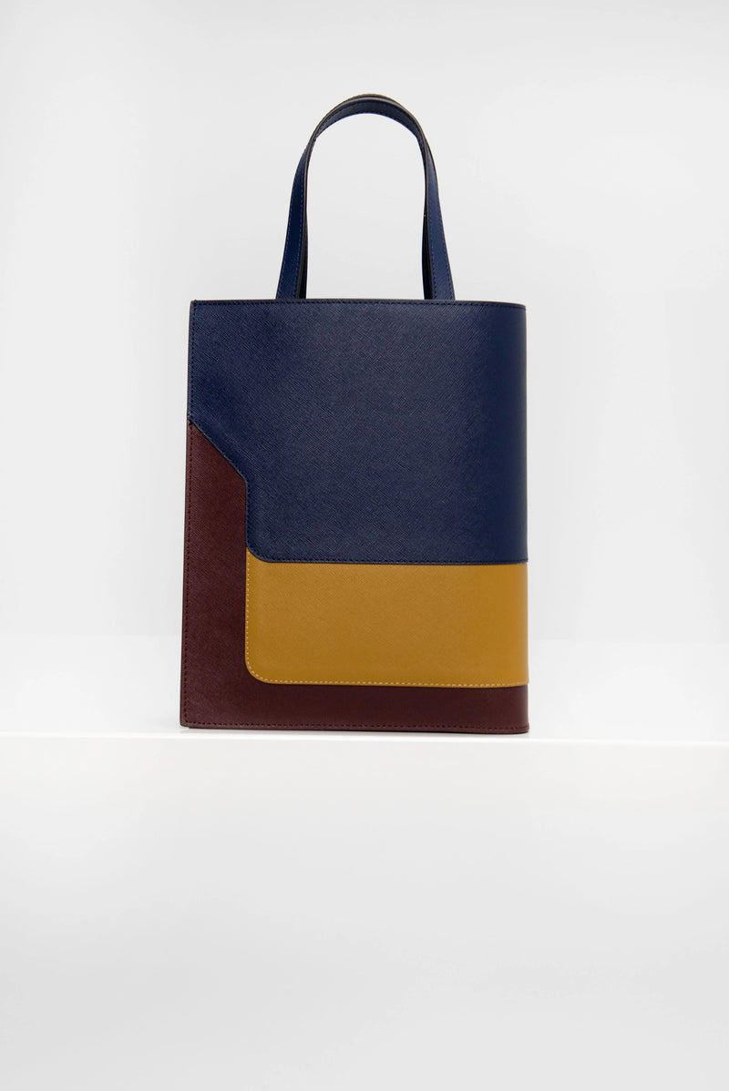 [Marni] Trunk Shopping Small - BluBlack/Light Curry/Chocolate