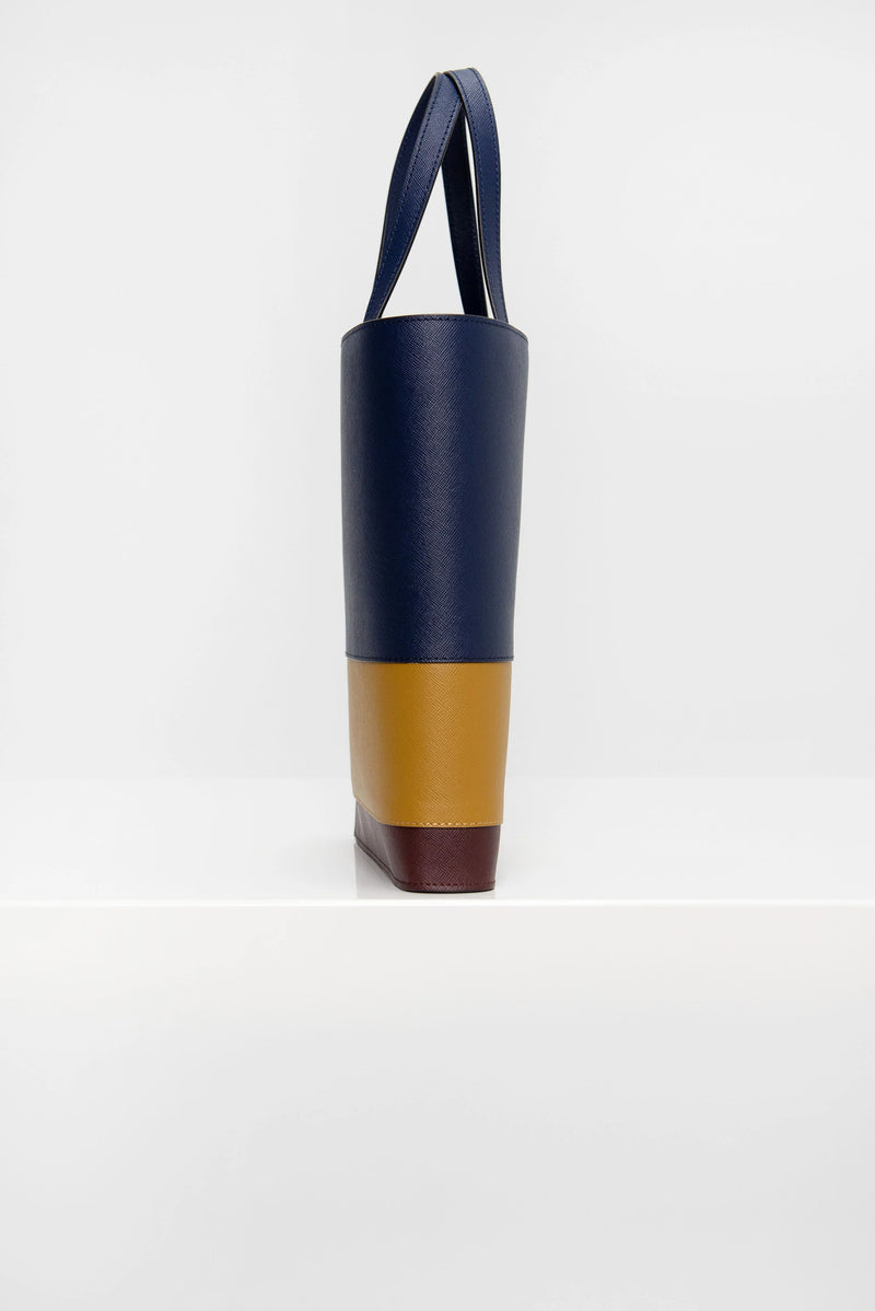 [Marni] Trunk Shopping Small - BluBlack/Light Curry/Chocolate
