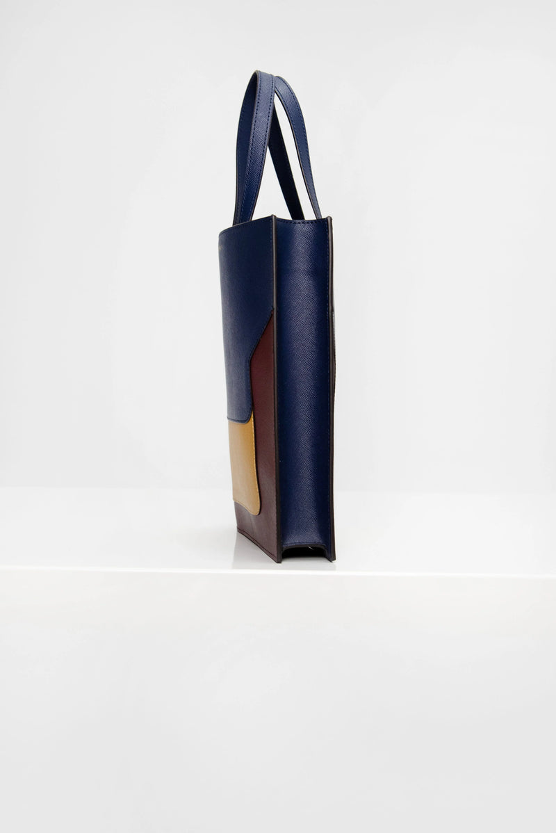 [Marni] Trunk Shopping Small - BluBlack/Light Curry/Chocolate