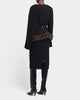 Long-Sleeve Belted Faux-Fur Peplum Midi Dress