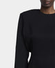 Long-Sleeve Belted Faux-Fur Peplum Midi Dress