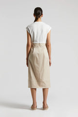 [Peserico] Bi-Material Midi Dress