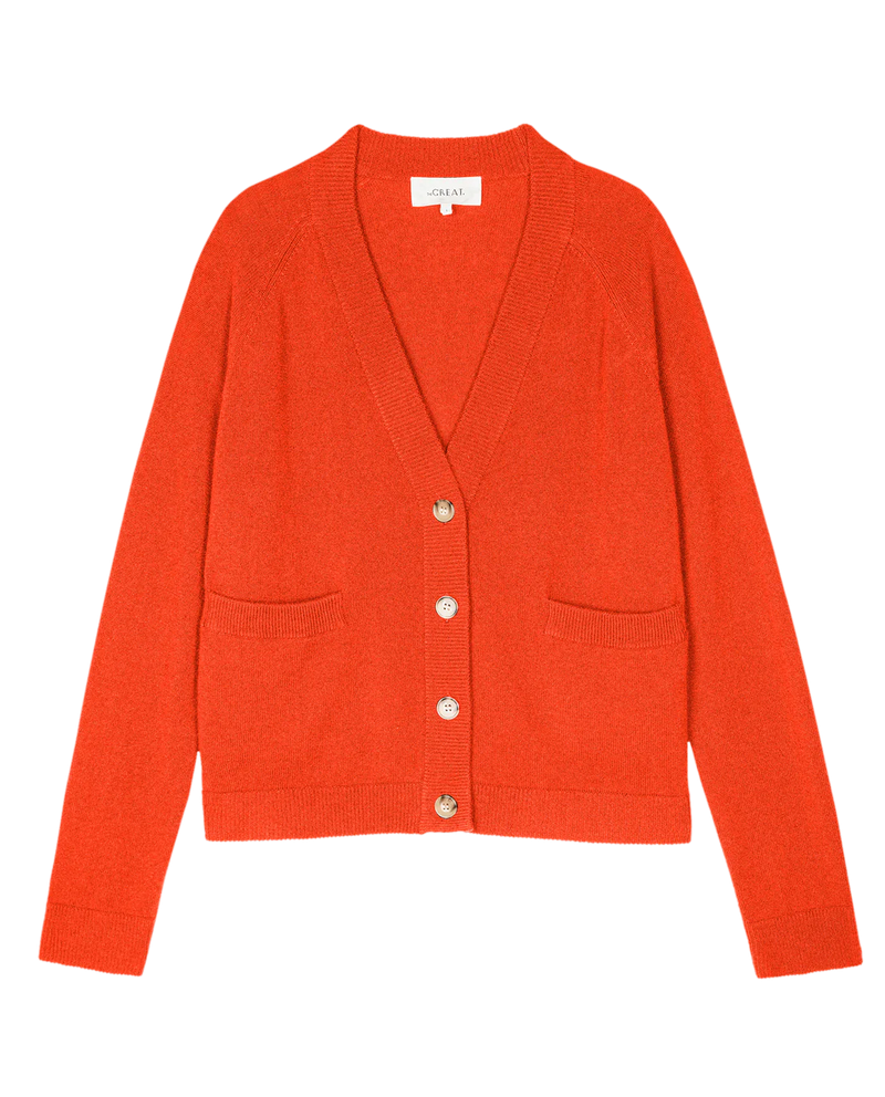 [THE GREAT] CASHMERE VARSITY CARDIGAN - EMBER