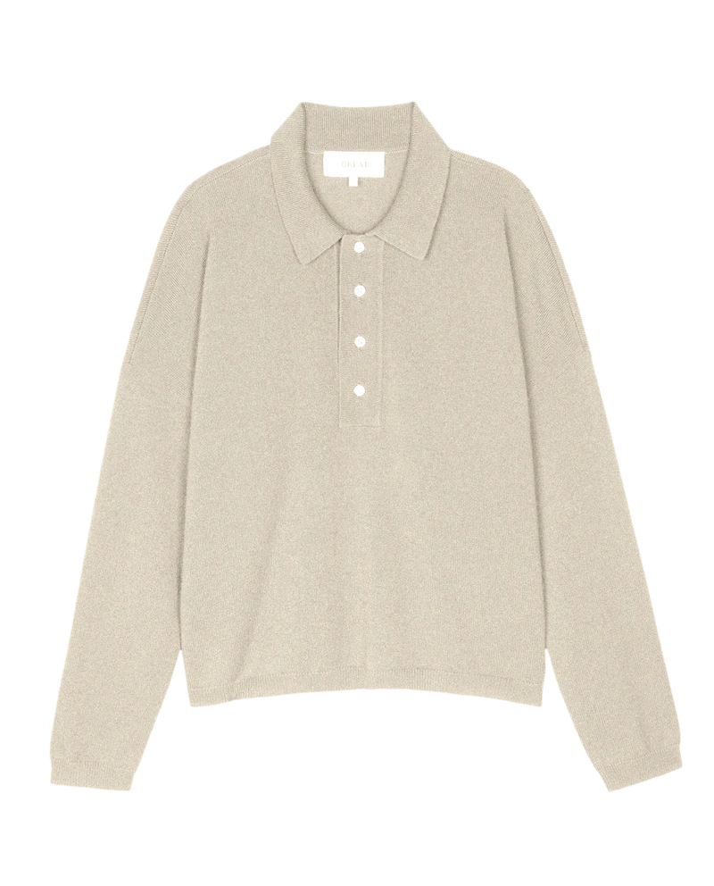 [THE GREAT] CASHMERE POLO SWEATER  - IVORY