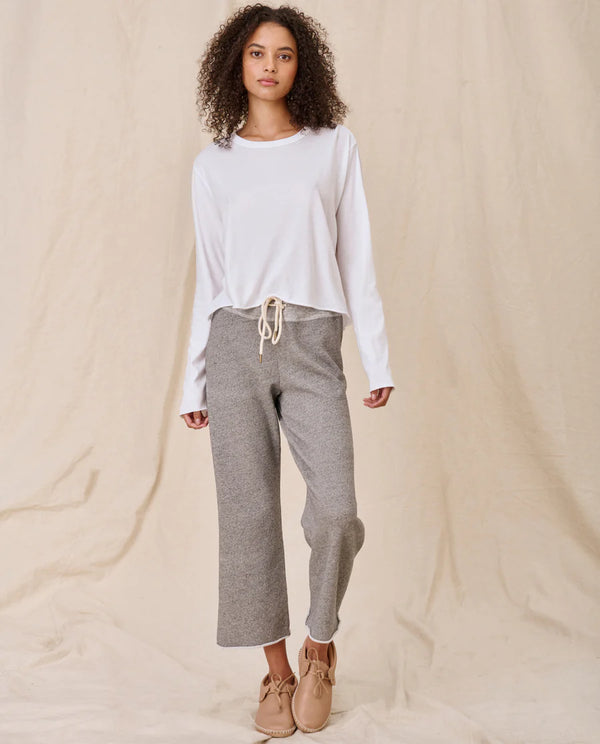 [The Great] The Long Sleeve Crop Tee - True White