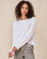 [The Great] The Long Sleeve Crop Tee - True White