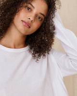 [The Great] The Long Sleeve Crop Tee - True White