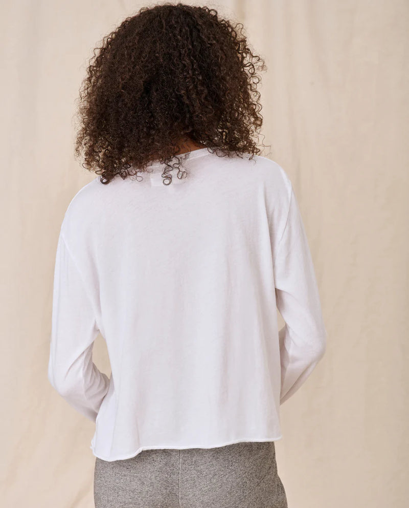 [The Great] The Long Sleeve Crop Tee - True White