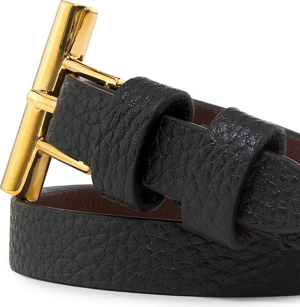 [A.McQUEEN] T-Bar DBL Wrap - Black/Gold
